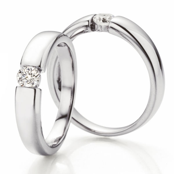 Solitaire Weissgold Ring | Spannring Optik 0,30 ct
